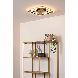 ANDREAS square LED ceiling light 30 W 2700 K matt gold/brass (Lucide)
