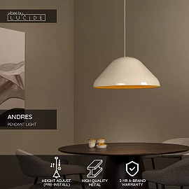 ANDRES pendant light Ø 56 cm 1xE27 Cream (Lucide)