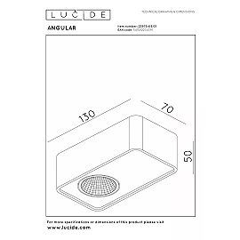ANGULAR ceiling spotlight LED 6W 2700K white (Lucide)