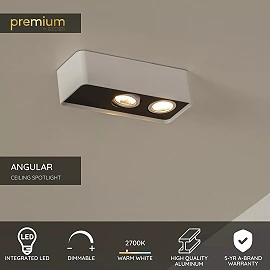ANGULAR ceiling spotlight LED 2 x 5W 2700K white (Lucide)