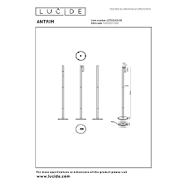 ANTRIM rechargeable floor reading lamp LED 1x2.2 W 2700 K black (Lucide)