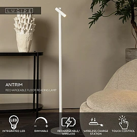 ANTRIM rechargeable floor reading lamp LED 1x2.2 W 2700 K white (Lucide)