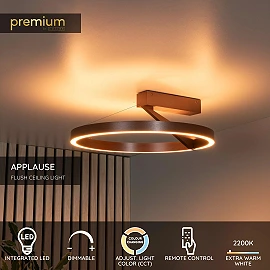 APPLAUSE flush ceiling light Ø40 LED Dim CCT 1x26W Coffee (Lucide)