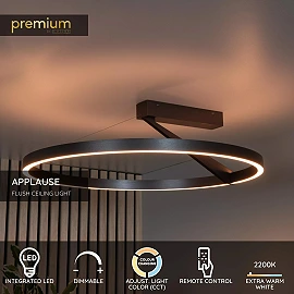 APPLAUSE flush ceiling light Ø60 LED Dim CCT 1x40W Grey iron (Lucide)