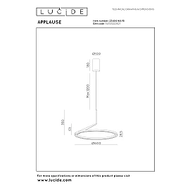 APPLAUSE pendant light Ø60 LED Dim CCT 1x32W Grey iron (Lucide)