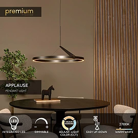 APPLAUSE pendant light Ø60 LED Dim CCT 1x32W Grey iron (Lucide)