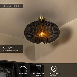 ARMONI Flush ceiling light Ø52 cm E27 black (Lucide)