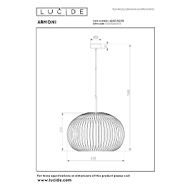 ARMONI Pendant light Ø52 cm E27 black (Lucide)