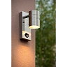 ARNE-LED outdoor wall spotlight 1xGU10 with motion sensor Satin Chrome (Lucide)