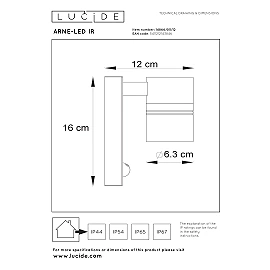 ARNE-LED outdoor wall spotlight 1xGU10 with motion sensor Satin Chrome (Lucide)