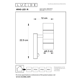 ARNE-LED outdoor wall spotlight 2xGU10 with motion sensor Satin Chrome (Lucide)