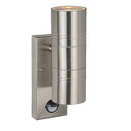 ARNE-LED outdoor wall spotlight 2xGU10 with motion sensor Satin Chrome (Lucide)