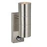 ARNE-LED outdoor wall spotlight 2xGU10 with motion sensor Satin Chrome (Lucide)