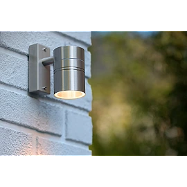 ARNE-LED outdoor wall spotlight LED GU10 1x5W satin chrome (Lucide)