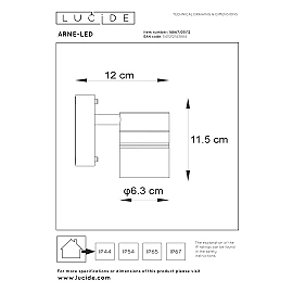 ARNE-LED outdoor wall spotlight LED GU10 1x5W satin chrome (Lucide)