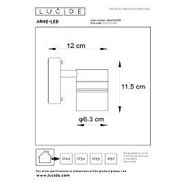 ARNE-LED outdoor wall spotlight 1xGU10 black (Lucide)
