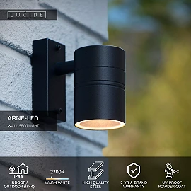 ARNE-LED outdoor wall spotlight 1xGU10 black (Lucide)