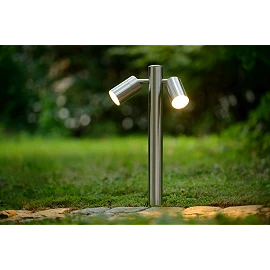 ARNE-LED outdoor bollard 2xGU10 Satin Chrome (Lucide)