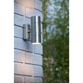 ARNE-LED outdoor wall light 2xGU10 Satin Chrome (Lucide)