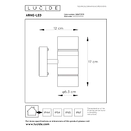 ARNE-LED outdoor wall light 2xGU10 Satin Chrome (Lucide)