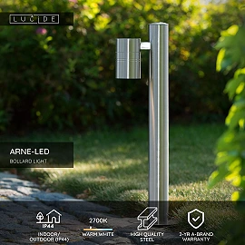 ARNE-LED outdoor bollard 1xGU10 Satin Chrome (Lucide)