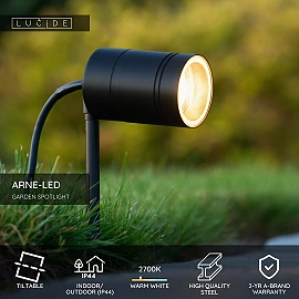 ARNE-LED outdoor garden spotlight 1xGU10 Black (Lucide)