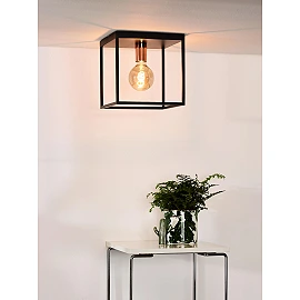 ARTHUR Flush ceiling light 25 cm 1xE27 black / copper (Lucide)