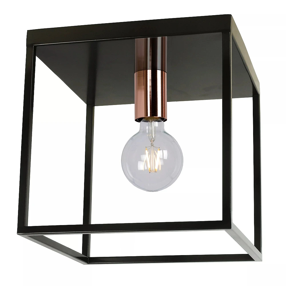 ARTHUR Flush ceiling light 25 cm 1xE27 black / copper (Lucide)