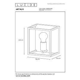 ARTHUR Wall light 18,5x16 cm 1xE27 black (Lucide)