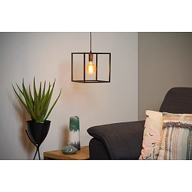 ARTHUR Pendant light 26x26 cm 1xE27 black (Lucide)