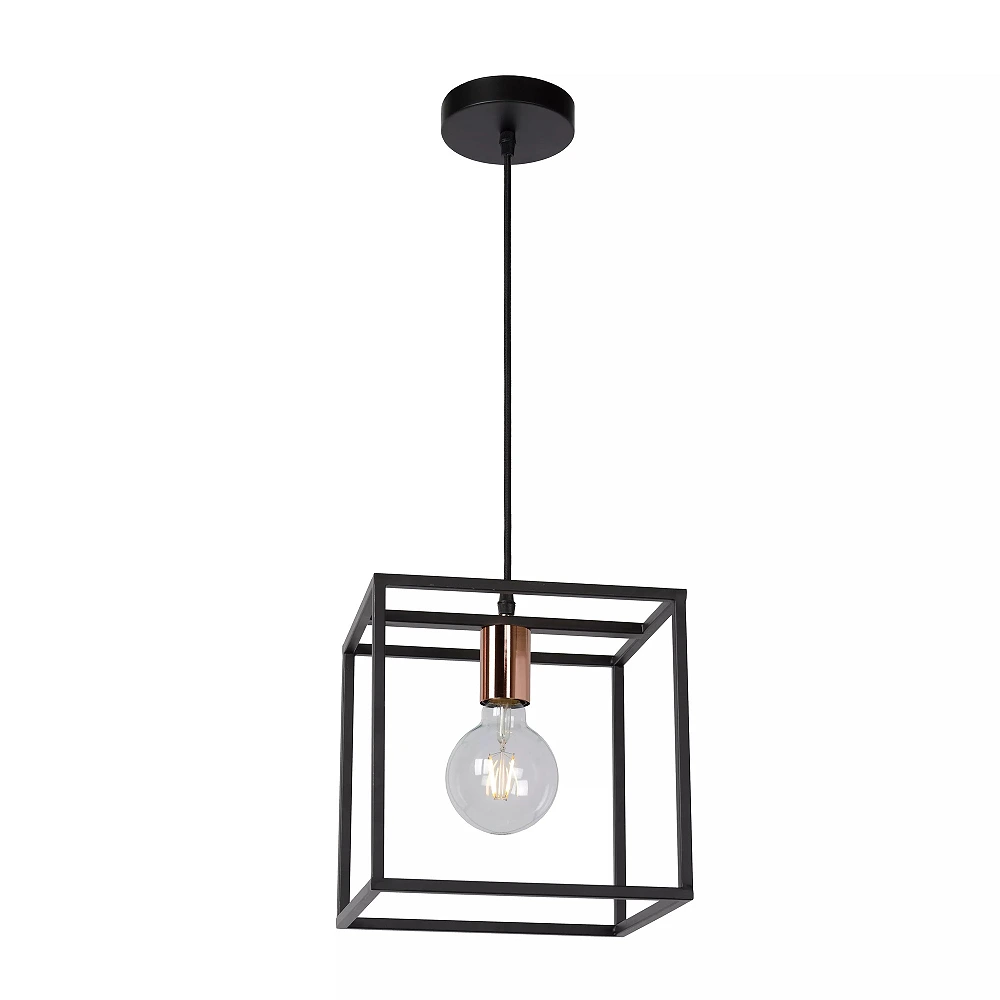 ARTHUR Pendant light 26x26 cm 1xE27 black (Lucide)