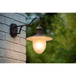 ARUBA outdoor wall light Ø25 cm 1xE27 rust brown (Lucide)