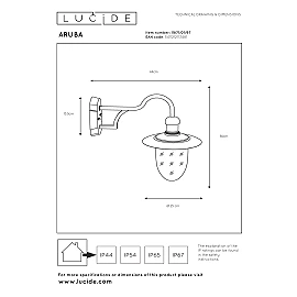 ARUBA outdoor wall light Ø25 cm 1xE27 rust brown (Lucide)