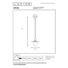 ARUBA outdoor pendant light Ø25 cm 1xE27 rust brown (Lucide)