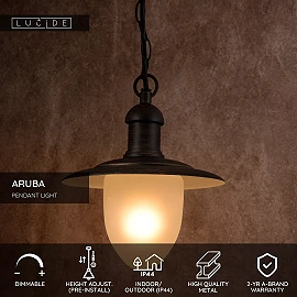 ARUBA outdoor pendant light Ø25 cm 1xE27 rust brown (Lucide)