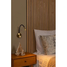ASJA rechargeable LED wall reading light 3 W 2700 K matt gold/brass (Lucide)