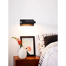 ATKIN bedside / wall light LED 6 W 3000K with USB black (Lucide)