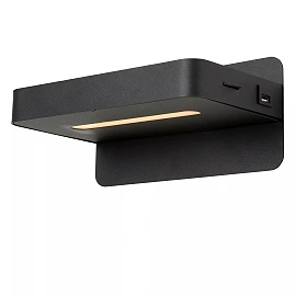 ATKIN bedside / wall light LED 6 W 3000K with USB black (Lucide)