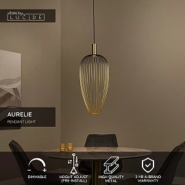 AURELIE piekaramā lampa Ø30 cm 1 x GU10 MR11 zelta (Lucide)