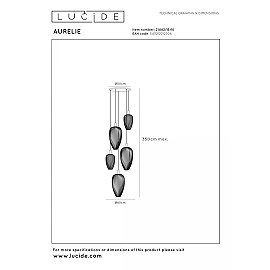 AURELIE piekaramā lampa 5 x GU10 MR11 zelta augstiem griestiem (Lucide)