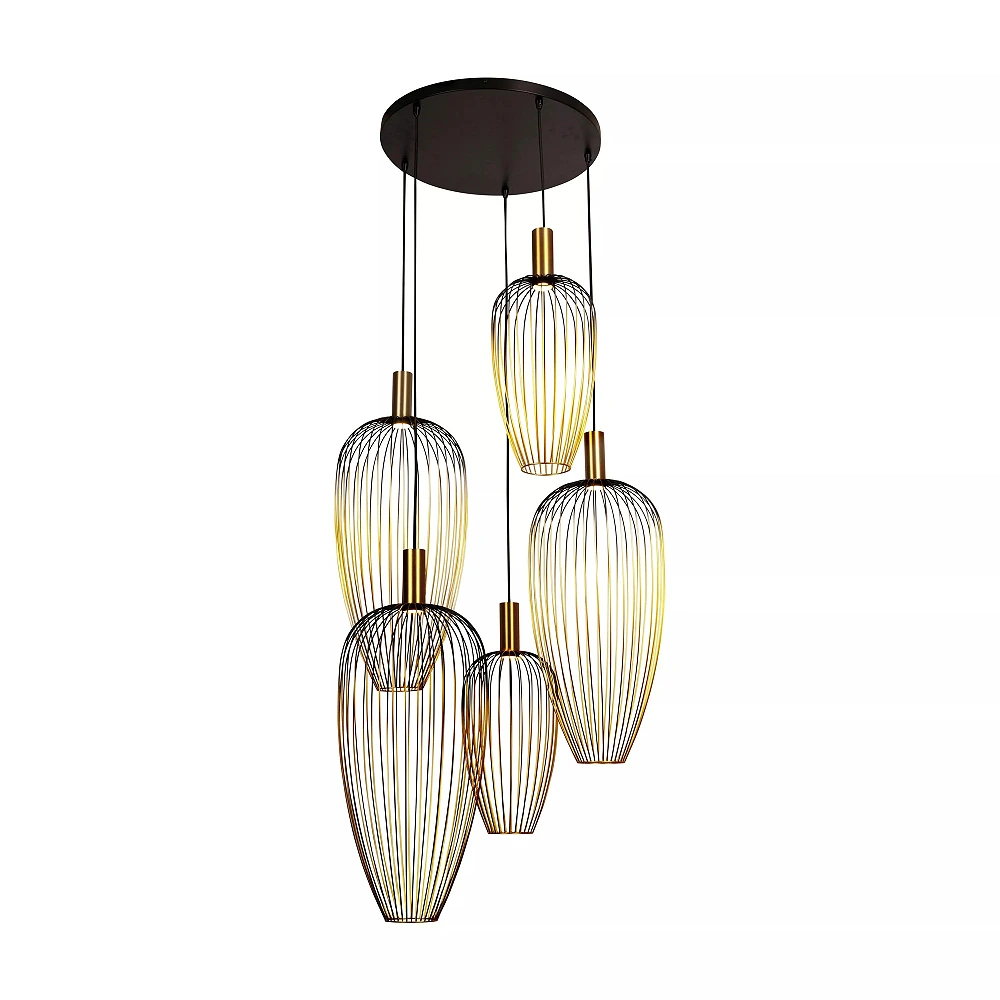 AURELIE piekaramā lampa 5 x GU10 MR11 zelta augstiem griestiem (Lucide)
