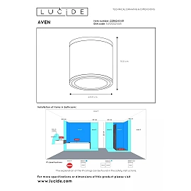 AVEN Bathroom ceiling spotlight 1x50W GU10 IP65 White (Lucide)