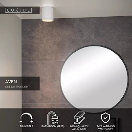 AVEN Bathroom ceiling spotlight 1x50W GU10 IP65 White (Lucide)