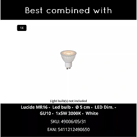 AVEN bathroom ceiling spotlight 1xGU10 50 W white (Lucide)