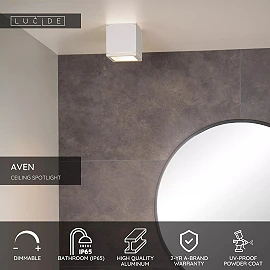 AVEN bathroom ceiling spotlight 1xGU10 50 W white (Lucide)