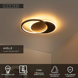 AXELLE round LED ceiling light 24 W 2700 K black (Lucide)