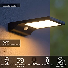 BASIC outdoor wall light LED 1x3W 2700K black (Lucide)