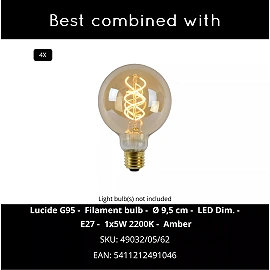 BASKETT pendant light 4xE27 Black (Lucide)