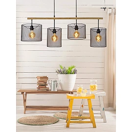 BASKETT pendant light 4xE27 Black (Lucide)