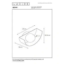 BENNI wall light 1xG9 28 W black (Lucide)